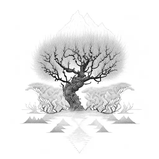 Intricate Branches Forming A Sleeve Design With A Hidden Willow Tree