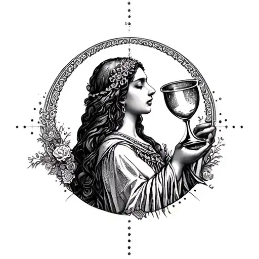 Virgo Maiden Holding Hour Glass Howling