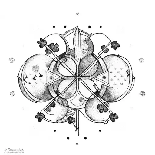 Libra Constellation With Plants And Four Leaf Clover