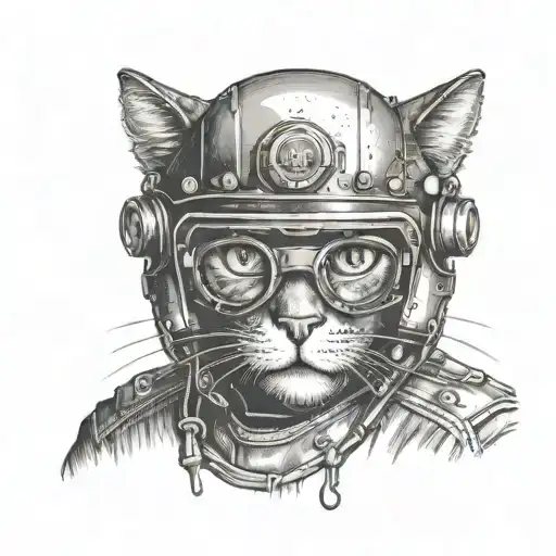 A Cat Mechanic Working On A Motorcycle Helmet