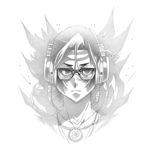 An Anime Character Working Out With Reggae Music Playing In The Background