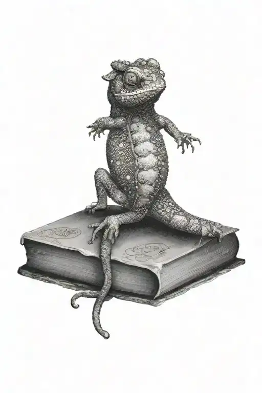 Chameleon On A Book
