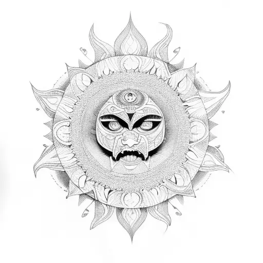 Sun With Tribal Design