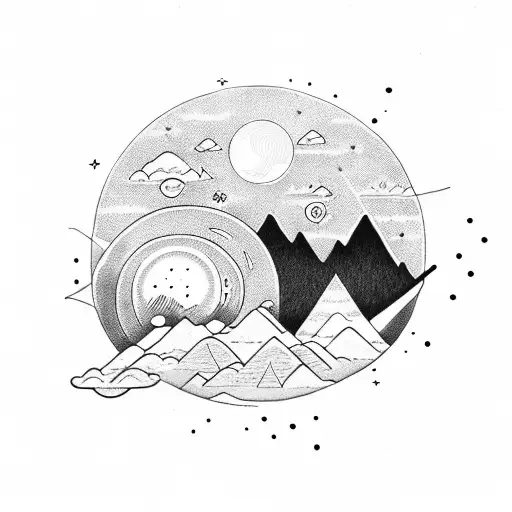 Sun And Moon With Mountains