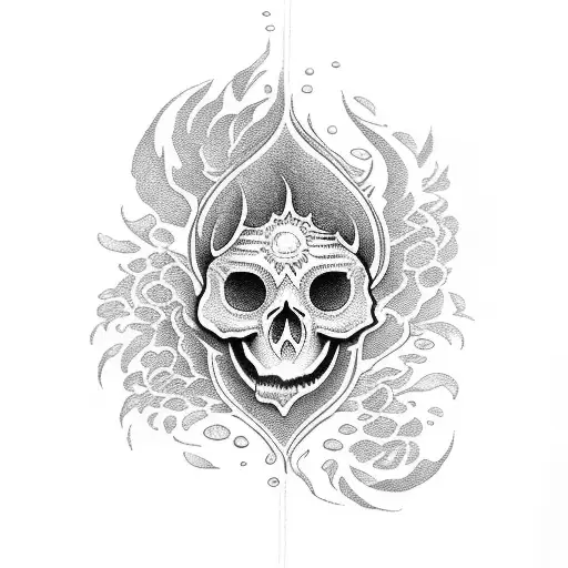 Flower Fire Cloud Water Mountain Sun Moon Birds Skull