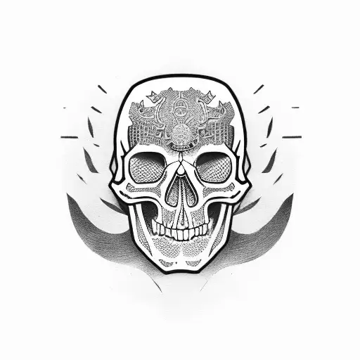 Half Of Skull And Half Of Samurai Facemask