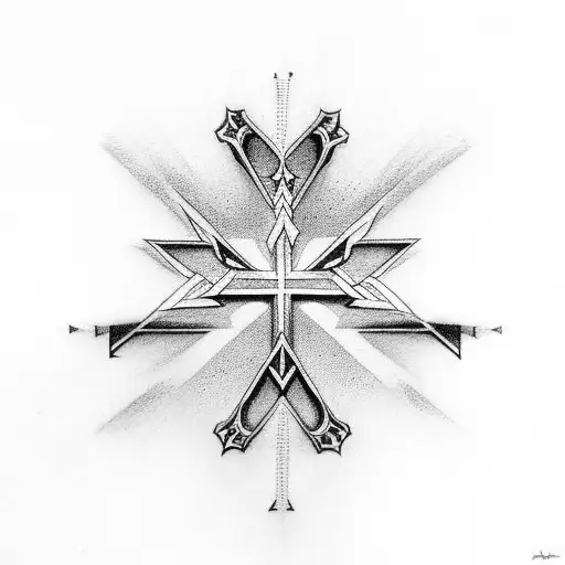 Christian Cross With A Semi Colon In The Middle