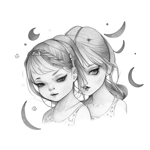 2 Little Girls Hanging Of The Moon