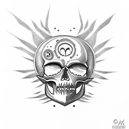 Skull With Day And Night Scenes In The Eyes