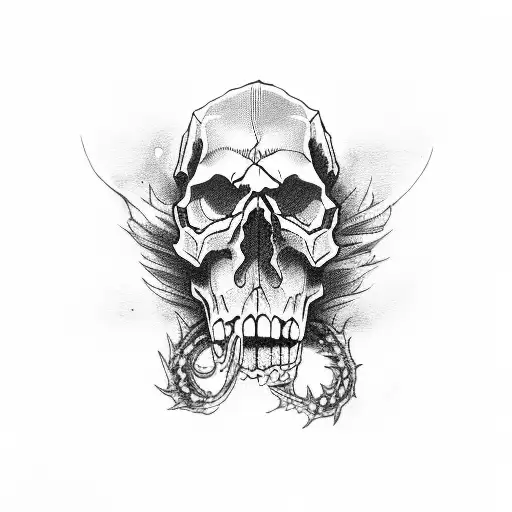 Skull Face Dog Fightin A Dragon