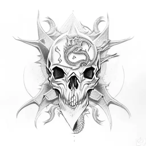 Skull Dog With Dragon