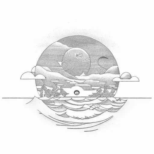 Circle With A Sunset Beach In It