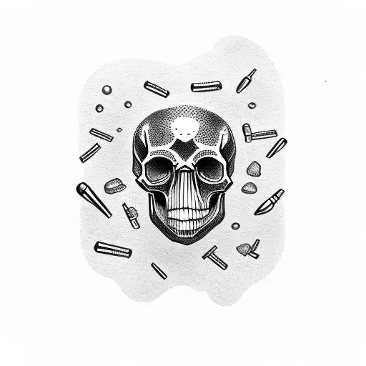 Skull With Money And Bullets