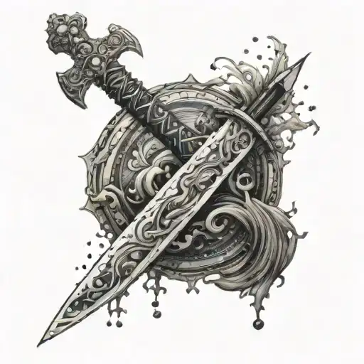 Shattered Sword With Ocean Waves