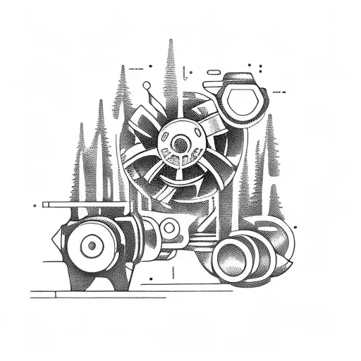 A Mechanic Working On A Car Engine Surrounded By A Dense Forest