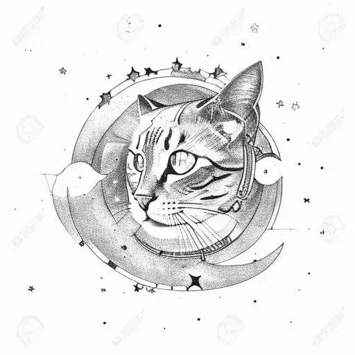 A Celestial Cat Floating Among The Stars In Space