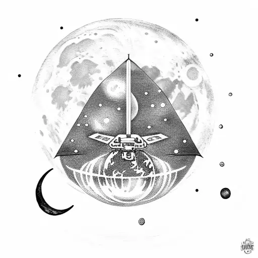 Moon With A Space Ship