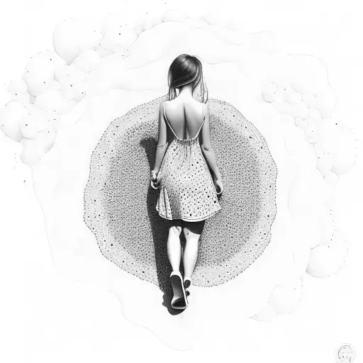 Girl In Sundress On Beach