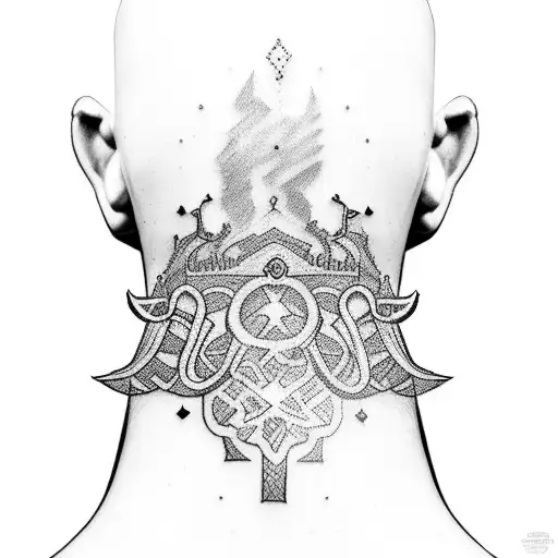Courageous General Or King Tattoo On The Left Side Of Neck That Is Unique Abstract