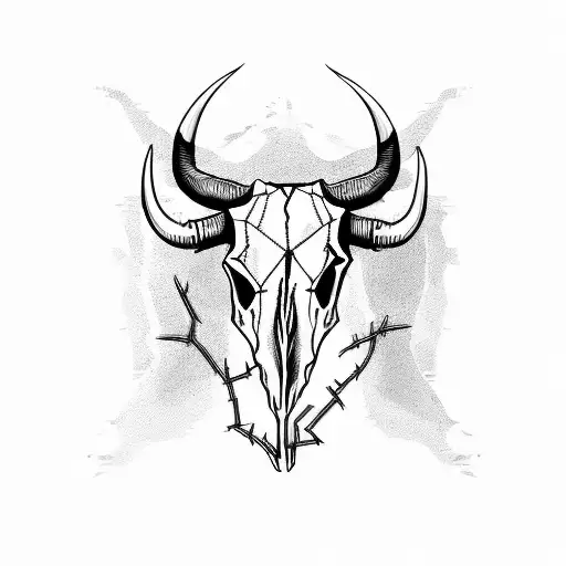 Bull Skull And Barbed Wire