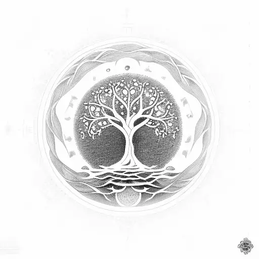 Tree Of Life With Gayatri Mantra On The Outer