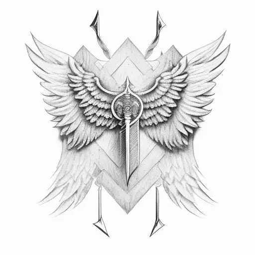 Wings With A Sword In The Middle Sorrounded With The Phrase Audentis Fortuna Iuvat