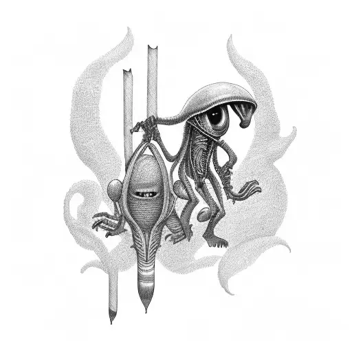 Alien And Koala Smoking A Ciggaret