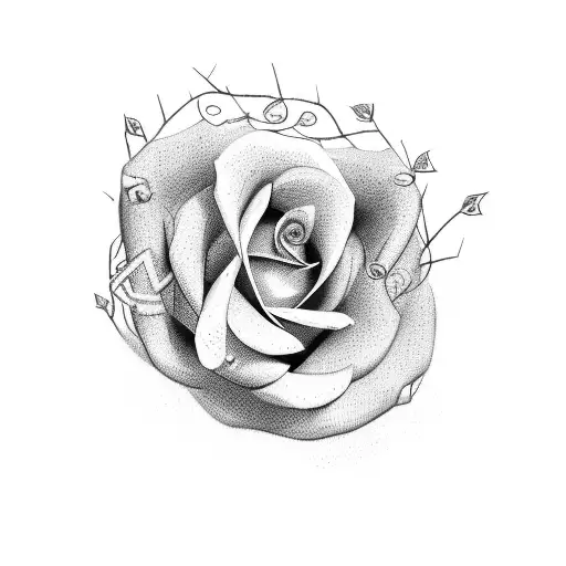A Cursive Letter T With Rose Thorns Surrounding It Ring