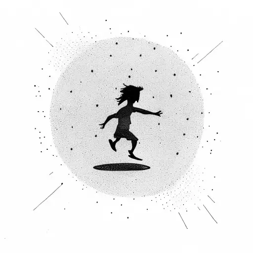 A Small Silhouette Of A Child Running Towards A Car
