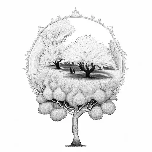 Chestnut Tree And Little Boy In Front