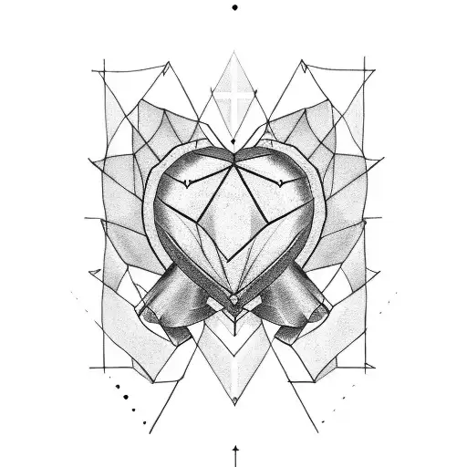 Create A Geometric Heart Tattoo With The Word 'Dad' Hidden Within The Design