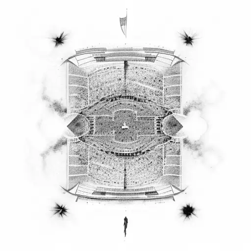 An Abstract Representation Of The Sevilla Fc Stadium With Fans Cheering In The Background
