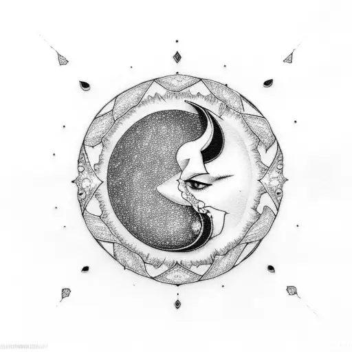 Crescent Moon With Gem Stone