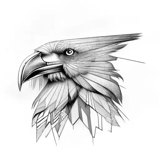 Nordic-inspired Raven Perched On A Branch With Intricate Dotwork Details