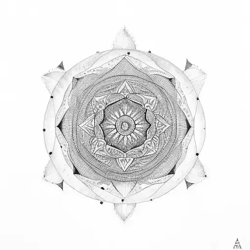 A Mandala Design Incorporating Elements Of Nature And Healing Crystals