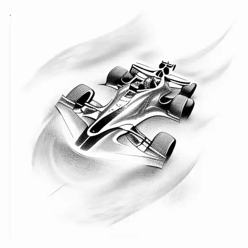 A Sleek And Futuristic Formula 1 Car Racing Across A Detailed Sword With Swirling Steam