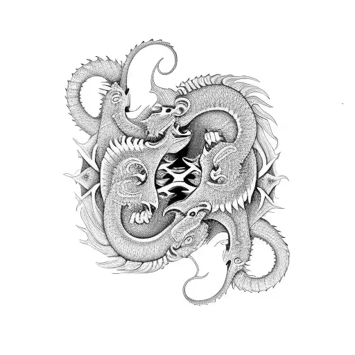 Dragon And Tiger Symbolising Ying And Yang