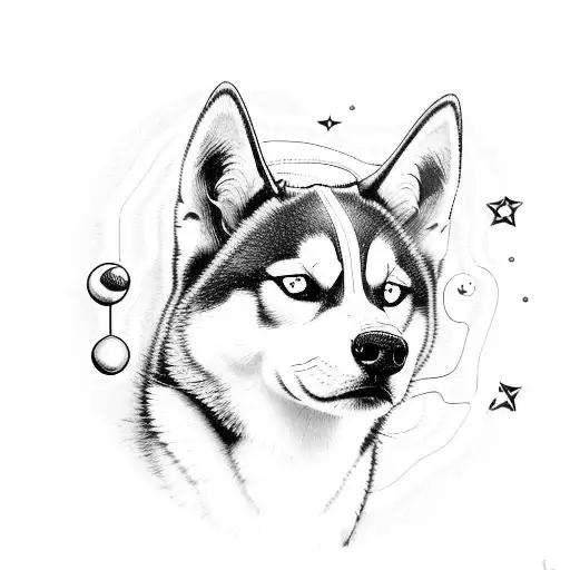 Husky With Libra Symbol With Opal
