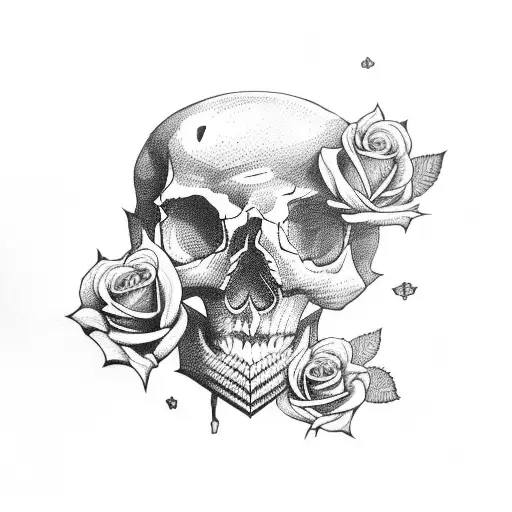 Skull Witch With Roses In Their Eyes