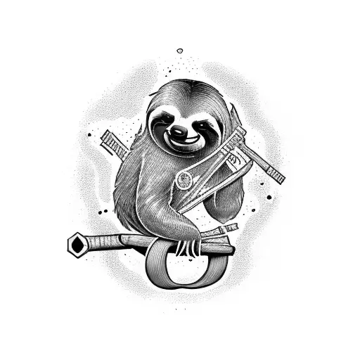 A Mystical Tattoo Of A Sloth Casting Spells Inspired By Amigo The Devil's Music