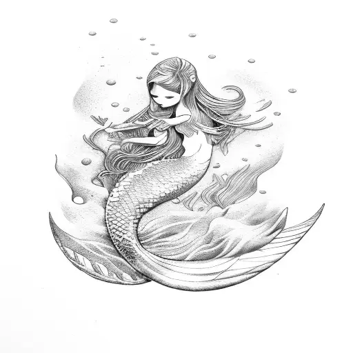 Mermaid Waiting Crying Sea Foam