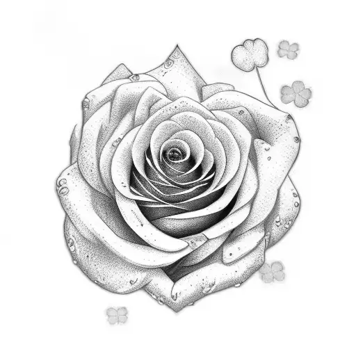 Rose With 4 Leaf Clover And Letter M