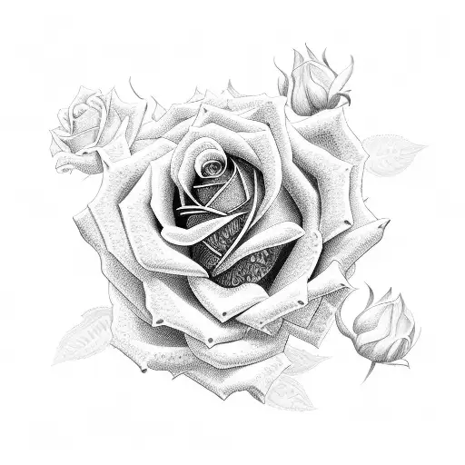 Rose And Chrysanthemum Fine Line