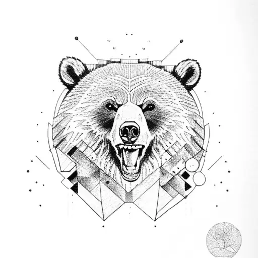 Old Beat Up Grizzly Bear Sitting Down Drawing