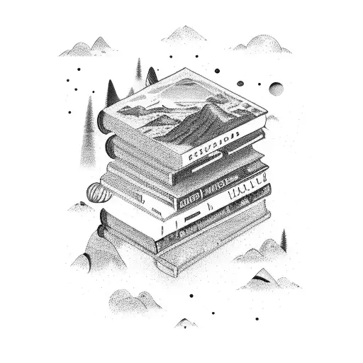 A Bookshelf Filled With Technology-themed Books Surrounded By Nature Elements