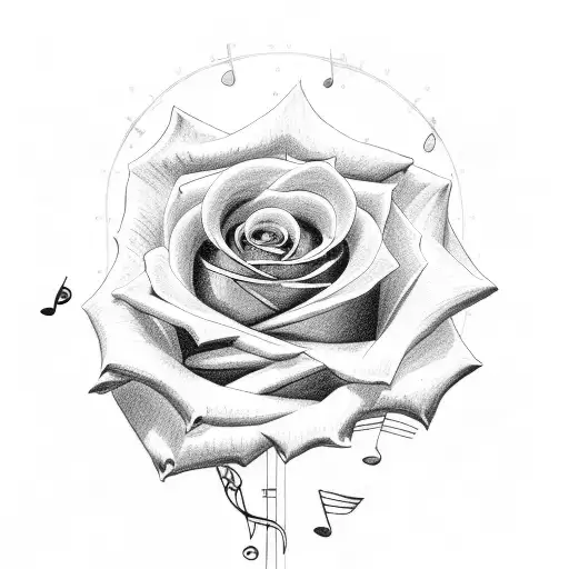 Rose And Cross And Music Notes