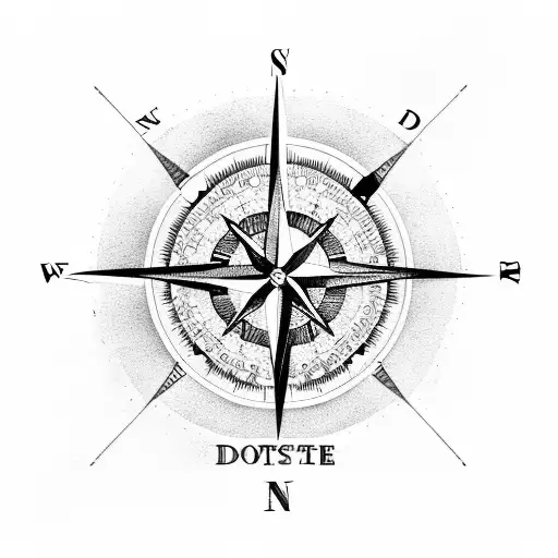 A Compass Divided Into Beach And Mountain