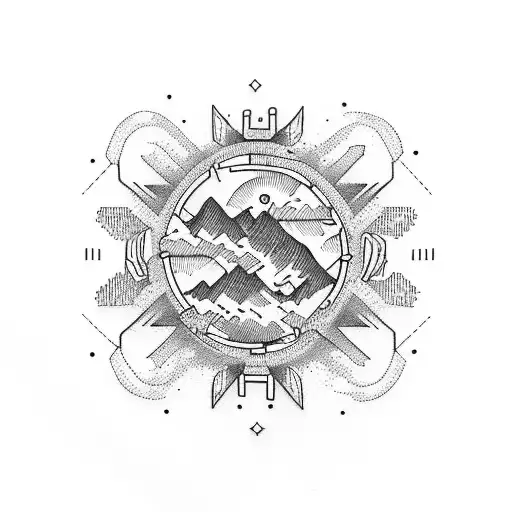 Hiking Trail Matching Tattoo In A Circle