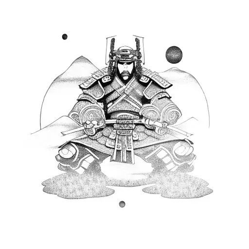 Samurai With A Moon In The Background