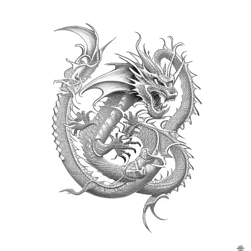 Dragon With Dragger For Front Arm Bw Elbow And Wrist Wrapped Around Design Keep It Bol And Force